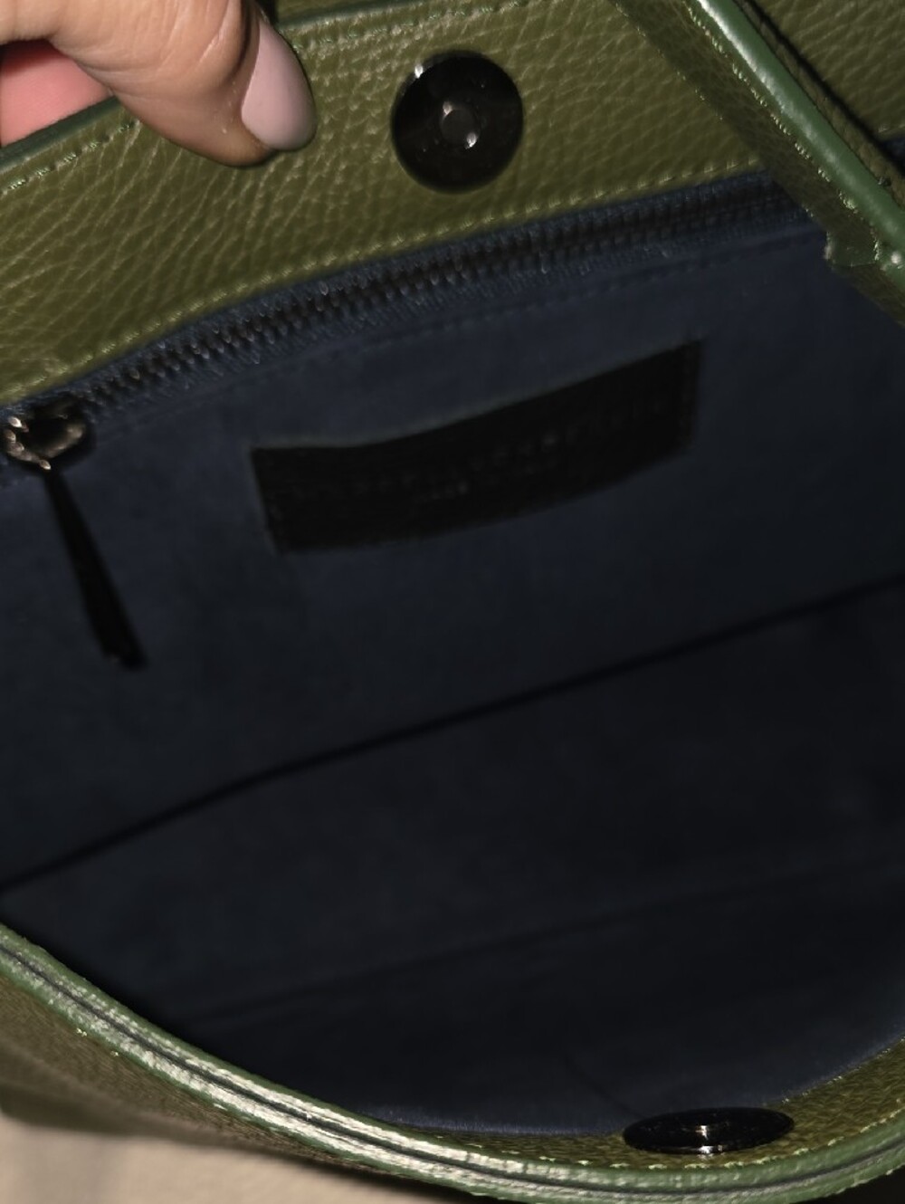 MARCELL VON BERLIN Olive Leather Tote with Multicolor Flap - Picture 5 of 7